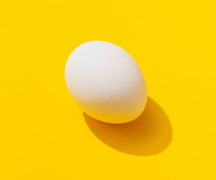 An egg on a yellow background.